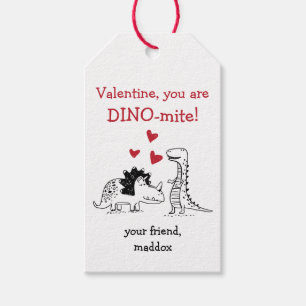 Dinosaurvalentin märkre för dag presentetikett