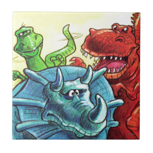 Dinosaurvänner Kakelplatta
