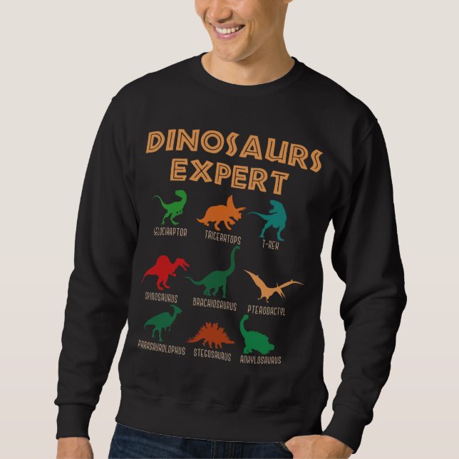 Dinosauurs Expert Boys Girls Dino T-rex Spinosauru Lång Ärmad Tröja (Framsida)