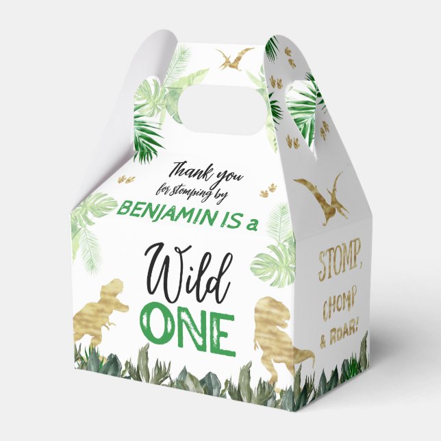 Dinosauurs Första Födelsedagsfestens Vild 1 Presentaskar (Framsidan Sidan)