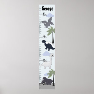 Dinosauurs Grått/Blue Growth Chart-Behålla 8 x 44! Poster