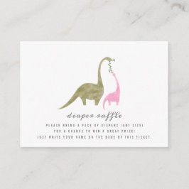 Dinosauurs Rosa Baby Shower Diaper Raffle Tilläggskort