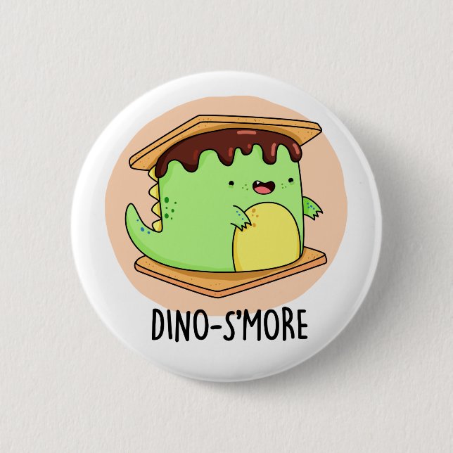Dinosmore Funny Dinosaur Smore Pun Knapp (Framsida)