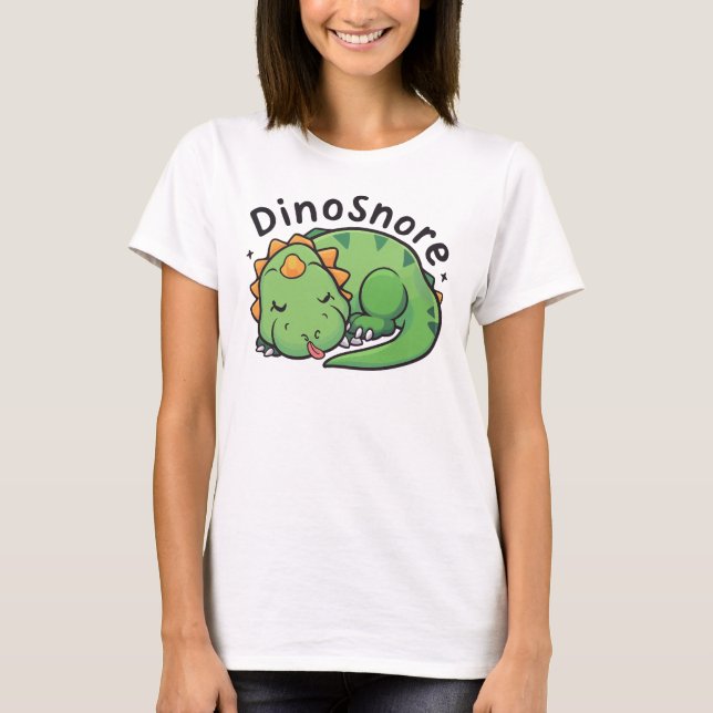 Dinosnore - Cute Sleeping Dinosaur T Shirt (Framsida)