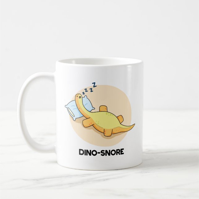 Dinosnore Funny Sleeping Dinosaur Pun Kaffemugg (Vänster)