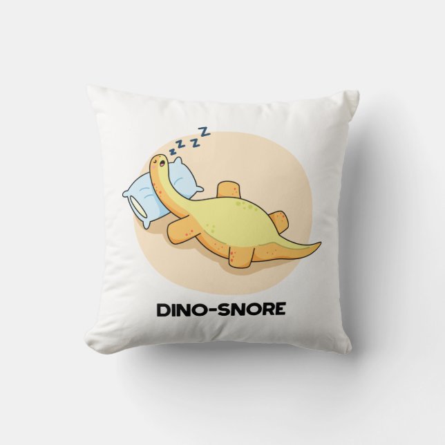 Dinosnore Funny Sleeping Dinosaur Pun Kudde (Framsida)