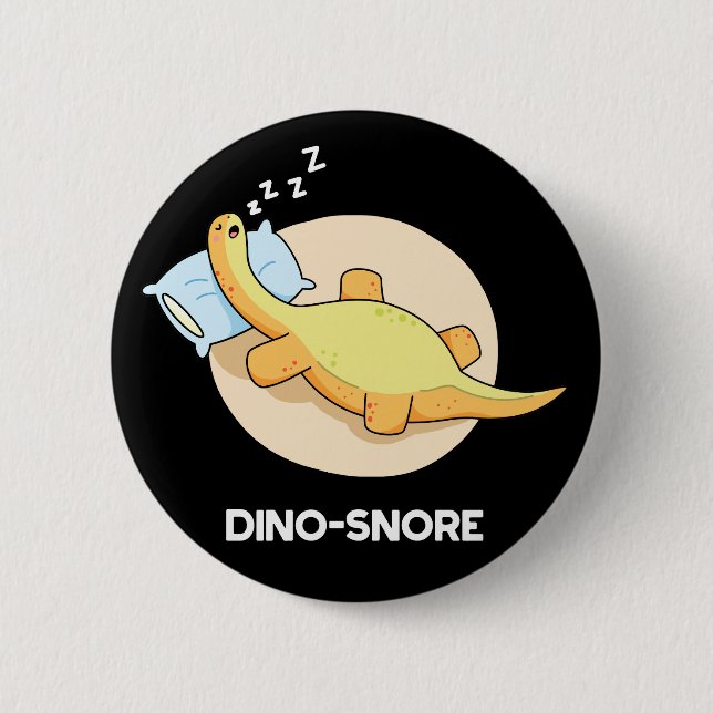 Dinosnore Funny Sleeping Dinosaur Pun Mörk BG Knapp (Framsida)