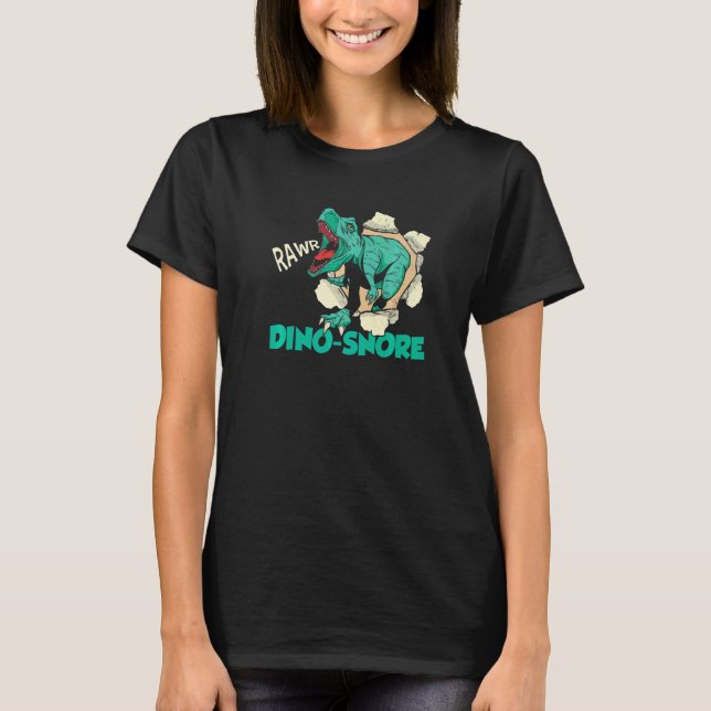 Dinosnore Snarkande  Dinosaur Sömn Ryter T Shirt (Framsida)