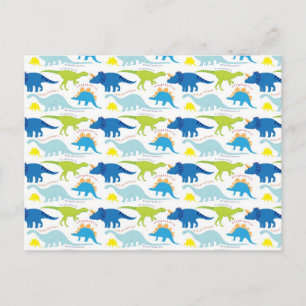 Dinosuar Design Blue- och Grönt Mönster Dino-gåvor Vykort