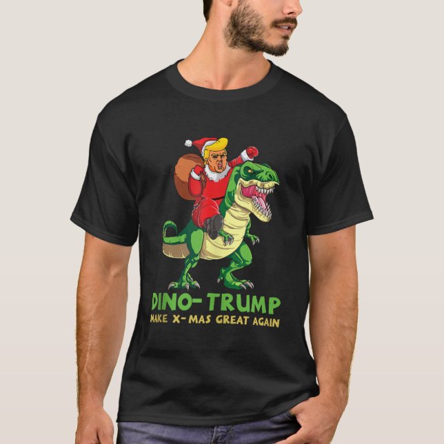 Dinotrump Funny Trump Riding Dinosaur jul Sa T Shirt (Framsida)