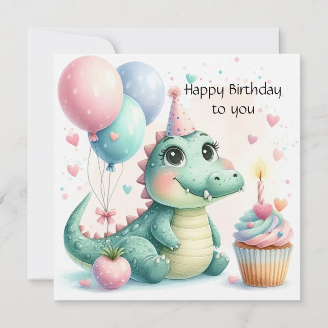 Dinozaur birthday Personalize Custom card (Framsida)