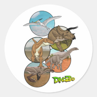 DinoZoo Dinosaur Collage Runt Klistermärke
