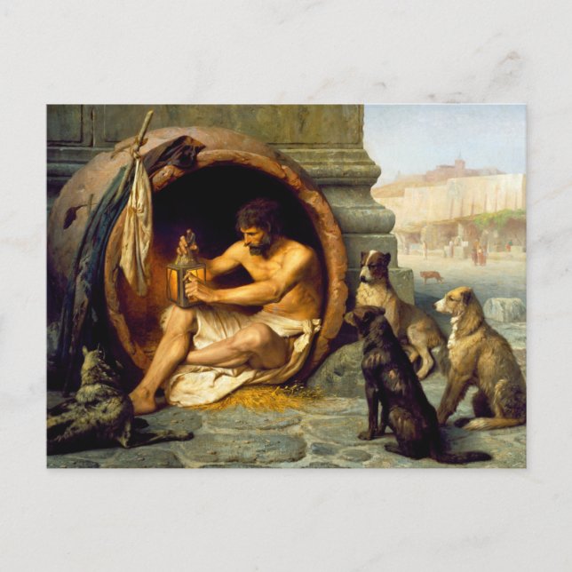 Diogenes av Jean-Leon Gerome Vykort (Framsida)