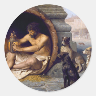 Diogenes omgav vid hundar - vid Jean Leon Gerome Runt Klistermärke