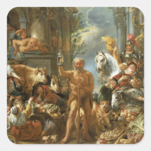 Diogenes Searching for an Honest Man, c.1650-55 (o Fyrkantigt Klistermärke