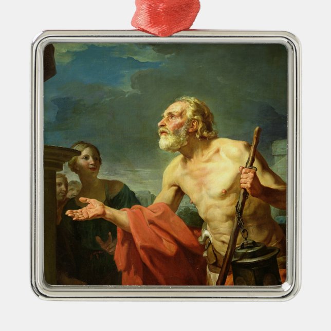 Diogenes som frågar för allmosa, 1767 julgransprydnad metall (Framsidan)