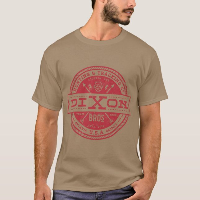 Dion Vintage Distressed Zombie Hunting Röd T Shirt (Framsida)