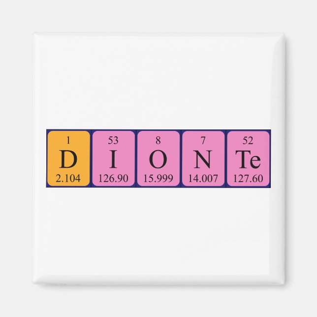 Dionte Periodisk magnet bord namn (Framsidan)