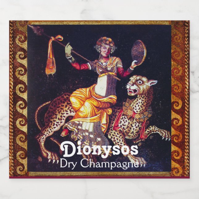 DIONYSOS MED ETT UTTALANDE HJÄLP AV DEN grekiska M (Enkel etikett)