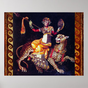 DIONYSOS MED SPJUT RIDER PANTER Grekisk mosaik Poster