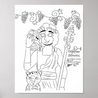 Dionysus Coloring Page Skriv ut Poster