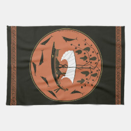 Dionysus Kopp: Grekisk gud på Frakten med viner oc Kökshandduk