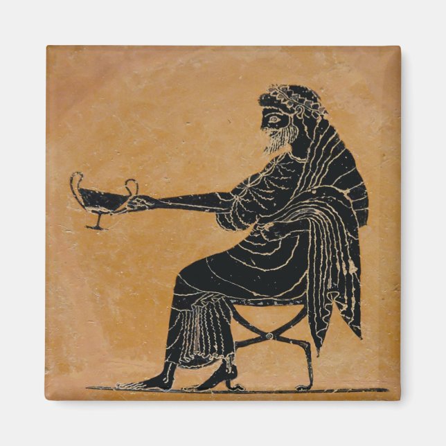 Dionysus med Vin Kopp Magnet (Framsidan)