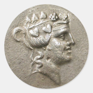 Dionysus Tetradrachm Sticker Runt Klistermärke