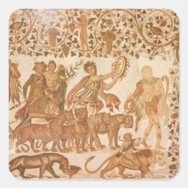 Dionysus triumf fyrkantigt klistermärke (Framsida)