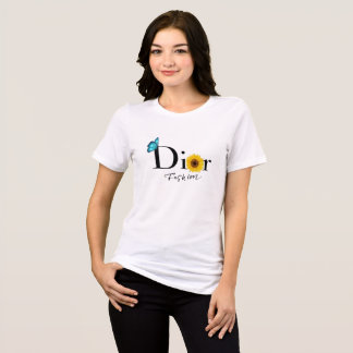 Dior Mode T-Shirt med Butterfly och Solros
