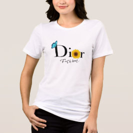 Dior Mode T-Shirt med Butterfly och Solros