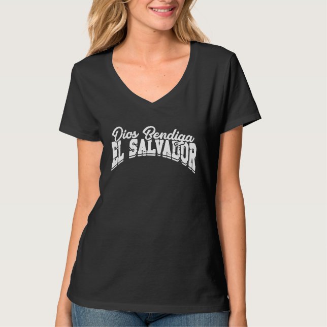 Dios bendiga el salvador  Proud Latino Latina Salv T Shirt (Framsida)