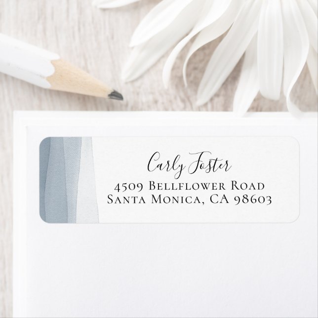 Dip Dye Blue Watercolor, Returadress Etikett (Insitu)