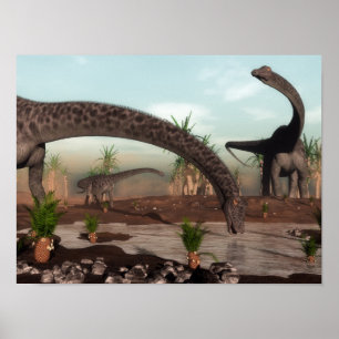 Diplodocus dinosaurs-besättning som dricker poster