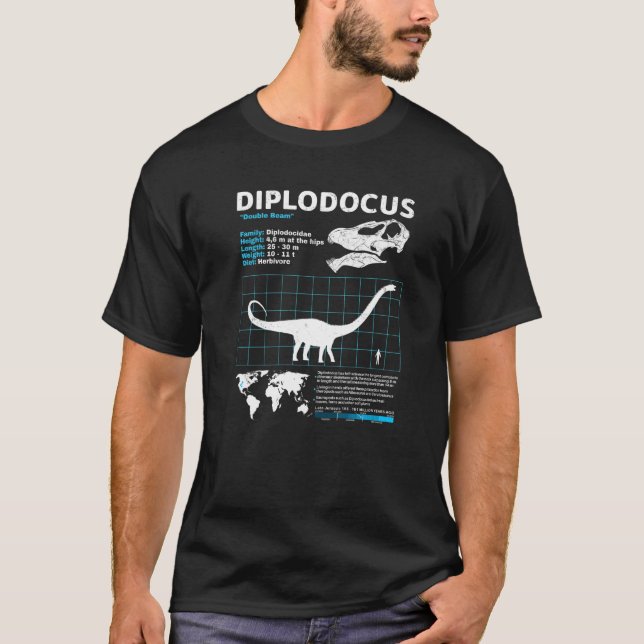 Diplodocus Fact Lakan Dinosaur Facts T Shirt (Framsida)