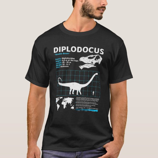 Diplodocus fact lakan Dinosaur Facts T Shirt (Framsida)