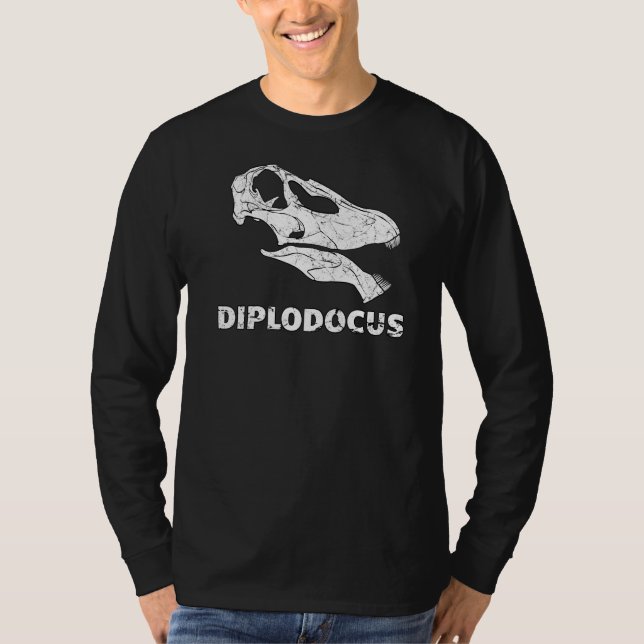 Diplodocus Fossil Skull Dinosaur Bones Diplodocus T Shirt (Framsida)