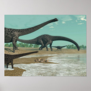 Diplodocusdinosaursflock - 3D framför Poster