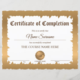 Diplom Certifikat för avslutad kurs 