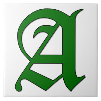 Diploma Brev A i Grönt Monogram Tile Kakelplatta