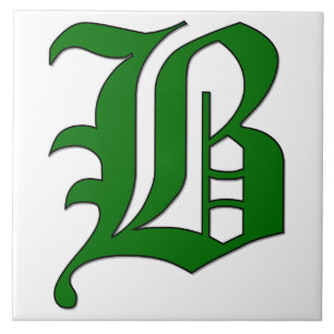 Diploma Brev B i Grönt Monogram Tile Kakelplatta