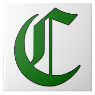 Diploma Brev C i Grönt Monogram Tile Kakelplatta