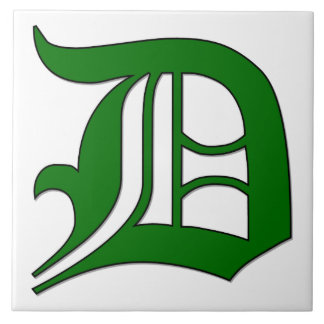 Diploma Brev D i Grönt Monogram Tile Kakelplatta