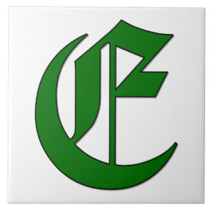 Diploma Brev E i Grönt Monogram Tile Kakelplatta