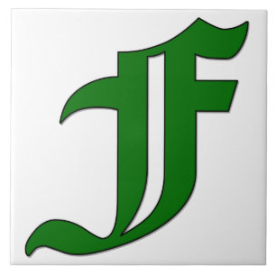 Diploma Brev F i Grönt Monogram Tile Kakelplatta