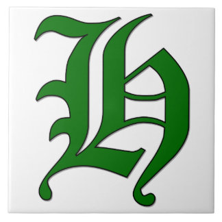 Diploma Brev H i Grönt Monogram Tile Kakelplatta