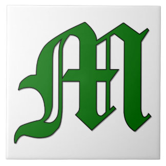 Diploma Brev M i Grönt Monogram Tile Kakelplatta