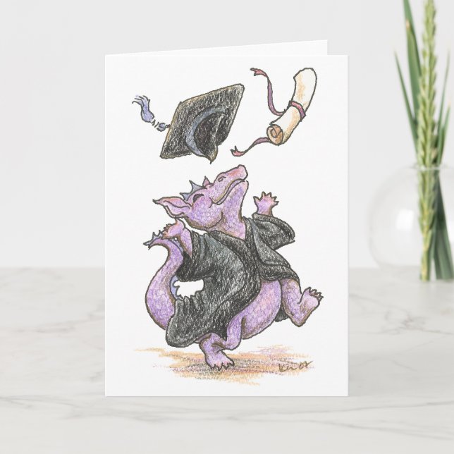 ’Diploma Dragon’ Hälsning och Note Cards Kort (Framsida)