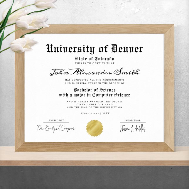 Diploma för svartvit och vit Elegant Student Poster (Skapare uppladdad)