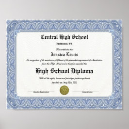 Diploma Keepsake for High School Graduation Poster